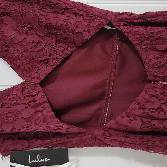 Lulus lace mini dress with back cut-out in burgundy Sz XS NWT - Picture 10 of 14